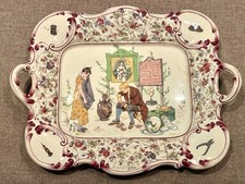 Plat en faïence fine de Sarreguemines Le raccomodeur de faïence 1860-1920