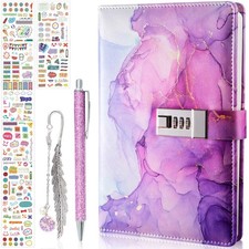 Journal intime avec serrure pour filles et femmes, carnet A5 en cuir PU avec ...