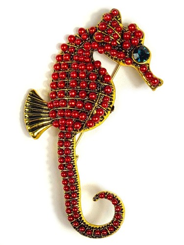 Rouge perles hippocampe - ",