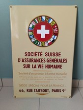 Ancienne Plaque Émaillée Société Suisse Assurance Émaux De Touraine Luynes