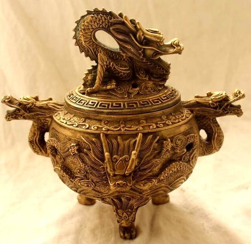 Antique bronze carved tripod - antique,