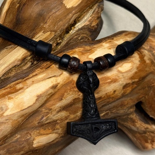 Collier cuir marteau - collier, en
