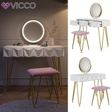 Coiffeuse Table de coiffeuse Commode de coiffeuse Miroir LED Ruby Blanc Vicco