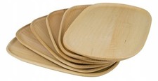 Lot 6 assiettes bois ovales 31x20 cm – plat service apéritif hêtre