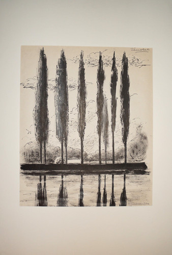 Dessin encre peupliers - encre, a