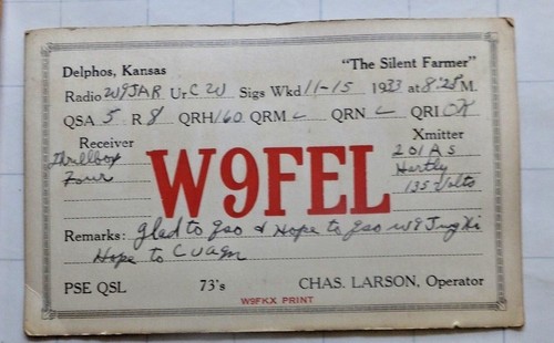 1933 radio qsl postcard - 1933,