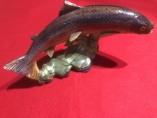 POISSON EN CERAMIQUE (TRUITE)  H.BEQUET QUAREGNON   Longueur = 42 cm
