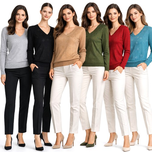Pull femme col brodé - v,