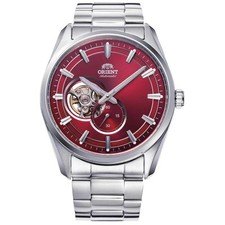 Montre Homme Orient Contemporaine Coeur Ouvert Cadran Rouge Bracelet Acier RA...