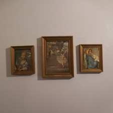 3 reproductions FERRUZZI Vierge et Enfant PERRONEAU Jeune fille au chat N3059