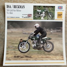 BSA 500 Rickman Gold Star Métisse Vic Allan 1957 carte moto collection Atlas UK