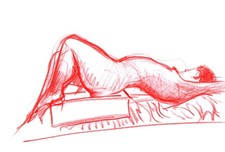 Dessin original 2024, femme nue sur le dos  format A4, crayon