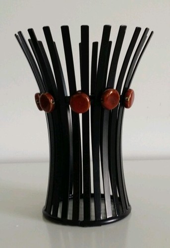 Black metal pillar candle