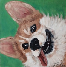 Corgi Peinture Art Original Chien Peinture à l'huile Animal Wall Art 8 par...