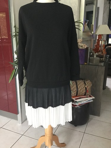 Robe sweat jupe plissée - plissée,
