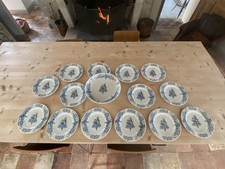 14 Assiettes Lunéville Surcouf K.G Fin XIXème-Old French dessert blue plates