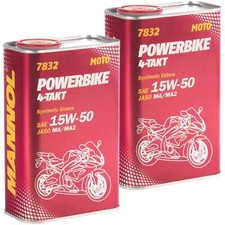 2X MANNOL 1 Litre 7832 4-Tact Powerbike Huile De Moto API SM JASO MA/MA2