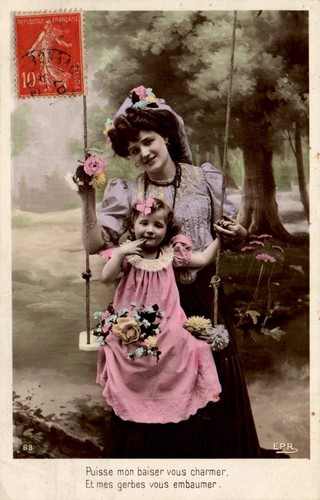 Cpa fantaisie jeune femme et - fantaisie,