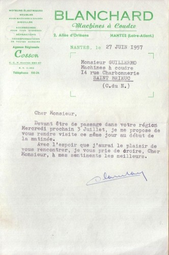 Nantes lettre blanchard - lettre,