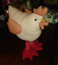 LOT  : POULE et COQ en Chiffon - Décoration - Rouge & Beige - cf mesures -