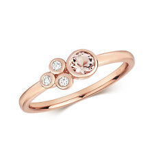 Bague Femme Or Rose 9 k/carat et Diamant 0.06 Carat avec Morganite