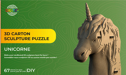 Puzzle sculpture carton - 3d, en