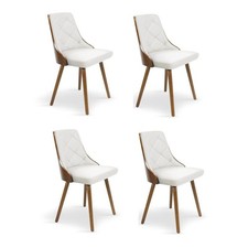 Lot de 4 Chaises Scandinave "Cargo" 79cm Noisette & Blanc