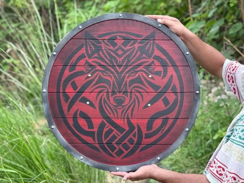 Bouclier viking rouge fenrir - bouclier,