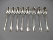 Alfénide, 8 cuillères à thé/café/dessert, filet droit, 14.8 cm, Métal argenté