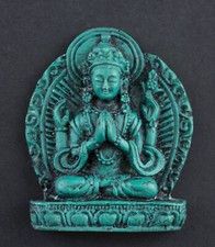 Figurine Bouddha Chenrezig  Miniature Amulette tibétaine Tsa Tsa Bouda # 26514