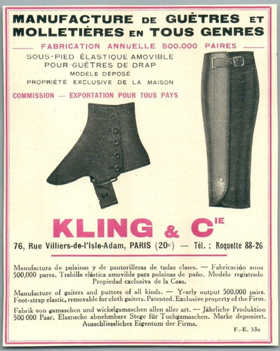 1928 kling cie guètres - 1928,