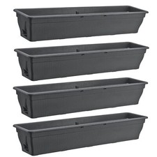 4x Bacs à Fleurs 100cm Balconnière Stockage De L'Eau Jarninières Boîtes Gris