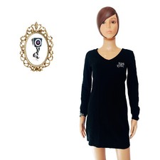 Robe courte noire en chanvre