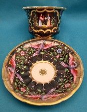 XIX° IMPORTANTE TASSE A CHOCOLAT EN PORCELAINE POLYCHROME DE PARIS DÉCOR CHINOIS