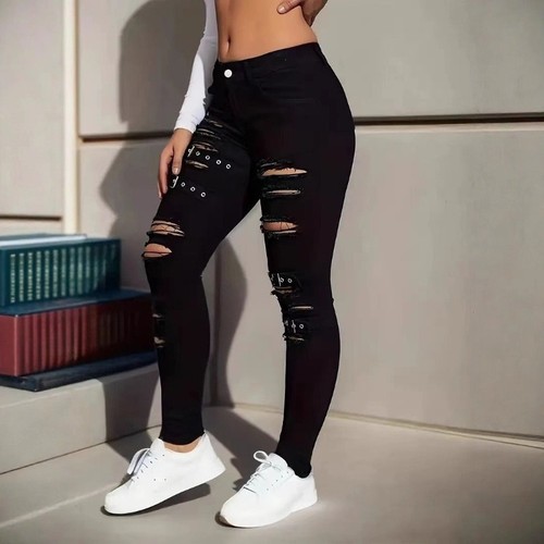 Jeans noirs déchirés slim - noirs,