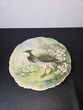 Grande assiette décorative ancienne – 30 cm – Oiseau & fleurs