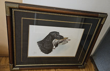 Belle EAU-FORTE en couleurs par Boris RIAB Cocker une perdrix dans la gueule