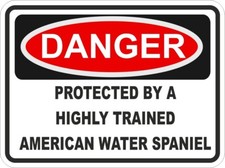 Américain Eau Spaniel Chien Danger Autocollant / Haut Résolution Vinyle Étanche