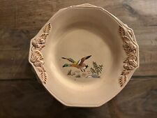 ASSIETTE PLATE LONGWY DECOR OISEAU VANNEAU HUPPE EMAUX FIN 19ème  BARBOTINES