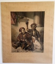 Gravure couleur ancienne "