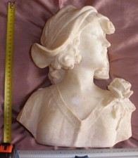 Albino SACCARDI : Sculpture albâtre buste de femme art déco des années 20 / 30