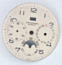 Universal Genève Calendar Moon Phase vintage original dial UG 291 rare white