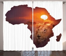 Safari Rustique Rideau Lion Et Africain Coucher de Soleil Carte
