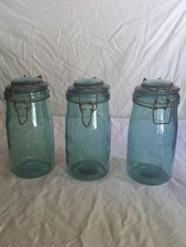 Lot de 3 bocaux vintage L’idéale , Pots en verre anciens 1 Litre 