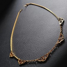 Collier maille filigrane & maille forçat dans le goût 1900 plaqué or vintage