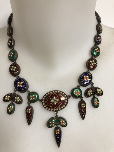 Ancien collier émaux - collier,