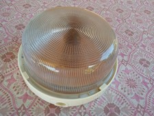 Ancien plafonnier industriel en verre neuf de 21 cm de diamètre x 9 cm de haut