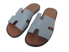 CHAUSSURES HERMES SANDALES IZMIR H221824ZH 41 CUIR EPSOM BLEU + BOITE SHOES 640€