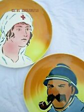 Assiettes decor soldat poilu infirmiere militaire croix rouge guerre 14-18