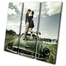 Kissing Couple Retro Car Urban Decay Love TREBLE TOILE murale ART Photo Print